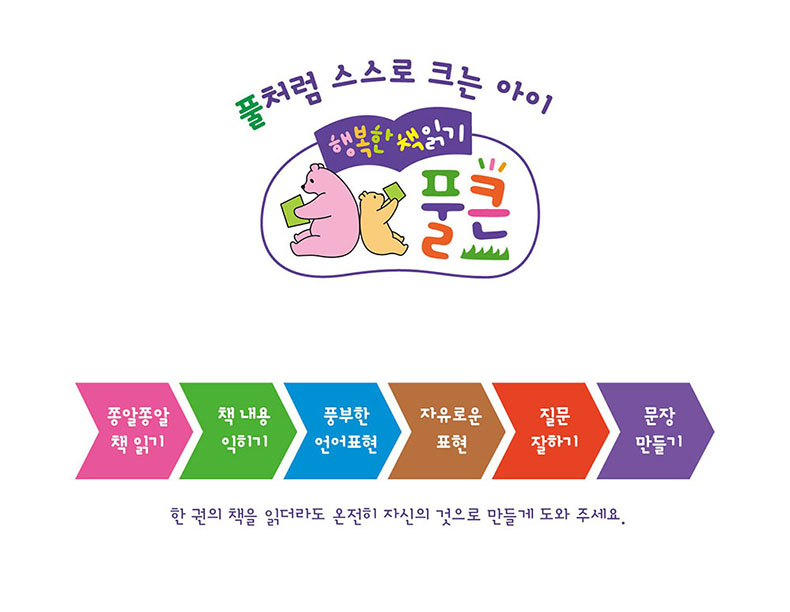 풀큰 행복한 책읽기 - 풀처럼 스스로 크는 아이. 쫑알쫑알 책 읽기, 책 내용 익히기, 풍부한 언어표현, 자유로운 표현, 질문 잘하기, 문장 만들기. 한 권의 책을 읽더라도 온전히 자신의 것으로 만들게 도와 주세요.